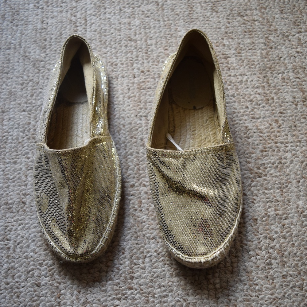 Express Gold Sparkle Espadrille Flat